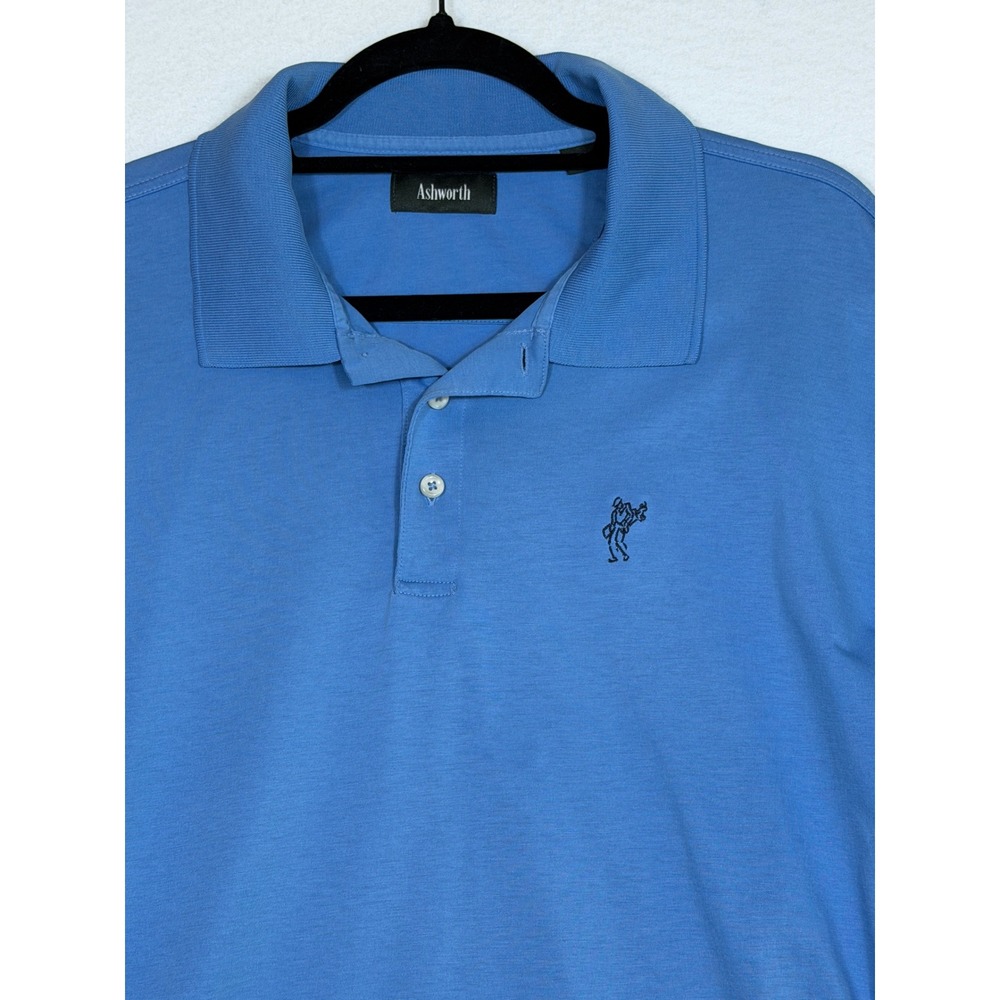 Ashworth Mens Blue‎ Short Sleeve Polo Shirt Golf Athleisure Embroidered Logo XL